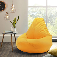 Leather Bean Bag Chair Cover Only (Without Bean Fillers) Protective Liner Product by Ink Craft (Size: XXL, Color: Yellow)