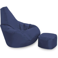 Ink Craft Classic High-Back Faux Leather Bean Bag Storage Chair Cover with Foot Stool, Beanless, Ultra Soft, Durable for Outdoor and Indoor Purpose (Size: XL, Color: BLUE)