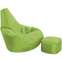 Ink Craft Classic High-Back Faux Leather Bean Bag Storage Chair Cover with Foot Stool, Beanless, Ultra Soft, Durable for Outdoor and Indoor Purpose (Size: XXL, Color: GREEN)