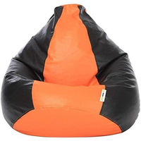 Ink Craft Bean Bag Chair Cover Only (Without Bean Fillers) - Black&Beige (Size: XXXL, Color: BLACK-ORANGE)