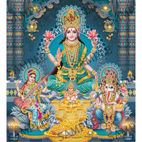 Goddess Laxmi with Saraswati and God Ganesha-  4x6 Inch Frame
