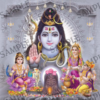 Lord Shiva with Goddess Parvati and God Ganesha & Kartikeya-  4x6 Inch Frame