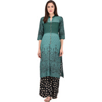 Purpliciou Formal Green Printed Aumbray Kurta with Button details