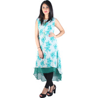 Purplicious Green Printed Layerd Kurti