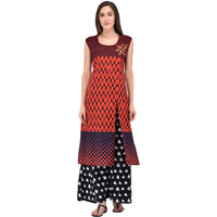 Purplicious Orange Printed Kurti with embroidry detail