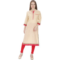 Purplicious Beige Formal Kurta with Pink Details All Over