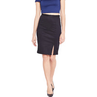 Purplicious Black Formal Pencil Skirt With Front Slit