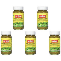 Pack of 5 - Priya Green Chili With Garlic Pickle - 300 Gm (10.58 Oz)