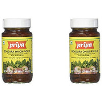 Pack of 2 - Priya Gongura Onion Pickle With Garlic - 300 Gm (10.58 Oz) [Fs]