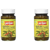 Pack of 2 - Priya Gongura Red Chilli Pickle With Garlic - 300 Gm (10.58 Oz)