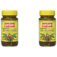 Pack of 2 - Priya Gongura Red Chilli Pickle Without Garlic - 300 Gm (10.58 Oz)