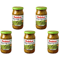 Pack of 5 - Bedekar Green Chilli Pickle - 400 Gm (14 Oz)