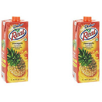 Pack of 2 - Dabur Real Pineapple Fruit Nectar Juice - 1 L (33.8 Fl Oz)