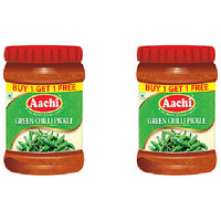 Pack of 2 - Aachi Green Chilli Pickle - 200 Gm (7 Oz) [Buy 1 Get 1 Free]