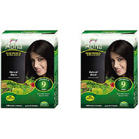 Pack of 2 - Godrej Abha Henna Natural Black 9 Herbs 6 Sachets - 10 Gm (1 Oz)