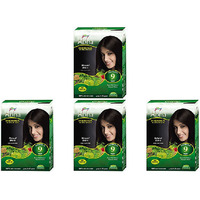 Pack of 4 - Godrej Abha Henna Natural Black 9 Herbs - 6 Sachets - 10 Gm (1 Oz)