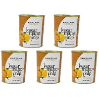 Pack of 5 - Khazana Kesar Mango Pulp Can - 850 Gm (1.8 Lb)