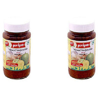 Pack of 2 - Priya Mixed Vegetable Pickle Without Garlic Extra Hot - 300 Gm (10.6 Oz)