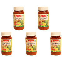 Pack of 5 - Priya Mixed Vegetable Pickle Extra Hot With Garlic - 300 Gm (10.6 Oz)