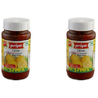 Pack of 2 - Priya Lime Pickle Without Garlic Extra Hot - 300 Gm (10.6 Oz)