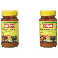 Pack of 2 - Priya Mixed Vegetable Pickle No Garlic - 300 Gm (10 Oz) [50% Off]