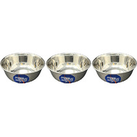 Pack of 3 - Super Shyne Stainless Steel Wide Mouth Bowl - 4.25 Inch