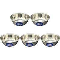 Pack of 5 - Super Shyne Stainless Steel Wide Mouth Bowl - 4.25 Inch