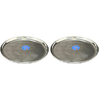 Pack of 2 - Super Shyne Stainless Steel Lunch Round Plate - 10 Inch