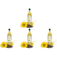 Pack of 4 - Jiva Organics Organic Sunflower Oil Cold Pressed - 1 L (33.8 Fl Oz)