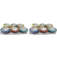 Pack of 2 - Decorated Flower Shaped Diya Small - 6 Pc