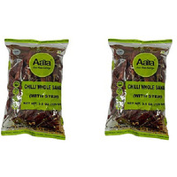 Pack of 2 - Aara Chilli Whole Sanam With Stem - 100 Gm (3.5 Oz)