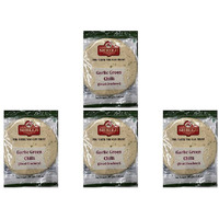 Pack of 4 - Shreeji Garlic Green Chilli Urad Crackers Papad - 200 Gm (7.05 Oz)