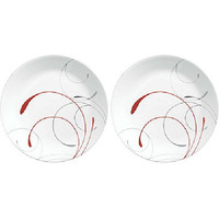 Pack of 2 - Corelle Splendor White And Red Round Dinner Plate - 10.25 In