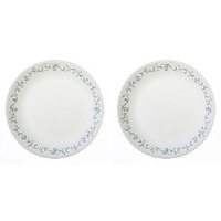 Pack of 2 - Corelle Country Cottage White And Green Round Dinner Plate - 10.25 In