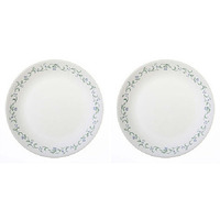 Pack of 2 - Corelle Country Cottage White And Green Round Dinner Plate - 10.25 In