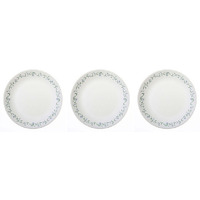 Pack of 3 - Corelle Country Cottage White And Green Round Dinner Plate - 10.25 In