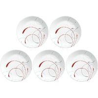 Pack of 5 - Corelle Splendor White And Red Round Dinner Plate - 10.25 In