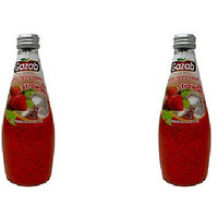 Pack of 2 - Gazab Basil Seed Drink Strawberry Flavor - 9.8 Fl Oz (290 Ml)