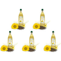 Pack of 5 - Jiva Organics Organic Sunflower Oil Cold Pressed - 1 L (33.8 Fl Oz)