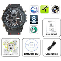 Waterproof 2.0MP 30fps High Definition 640x480 Spy Fashion Watch Digital Video Recorder with Hidden Camera - 8GB