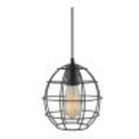 VINTAGE BLACK METAL SPHERE HANGING LIGHT, PENDANT CEILING LIGHT LAMP