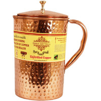 IndianArtVilla Copper Hammerd Jug Pitcher, 67Oz