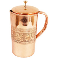 IndianArtVilla Copper Embossed Jug Pitcher, 50Oz