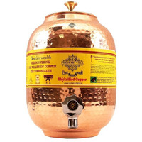 IndianArtVilla Copper Water Dispenser Container Pot(Brass Lid), 167Oz