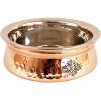 IndianArtVilla Steel Copper Hammered Handi Bowl- 5  Dia