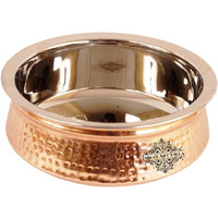 IndianArtVilla Steel Copper Hammered Handi Bowl- 7.8  Dia