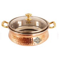 IndianArtVilla Steel Copper Tuffen Casserole - 6.8  Dia