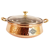 IndianArtVilla Steel Copper Tuffen Casserole - 7.8  Dia
