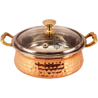 IndianArtVilla Steel Copper Tuffen Casserole - 9.2  Dia