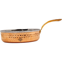 IndianArtVilla Steel Copper Fry Pan & Brass Handle|Serveware|11Oz